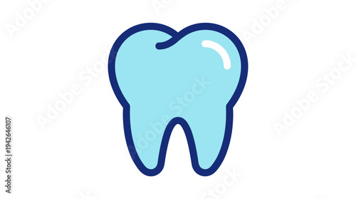 Stylized blue tooth icon for dental health and medical design