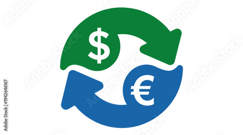 Dollar and Euro currency exchange icon for global financial services