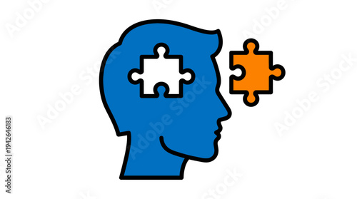 Human head profile with puzzle pieces symbolizing problem solving solution