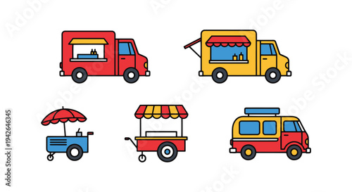 Mobile Food Van Line art colorful creative abstract illustration
