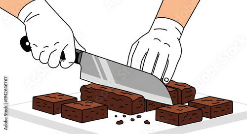 Chocolate Bar Being Cut with Knife.