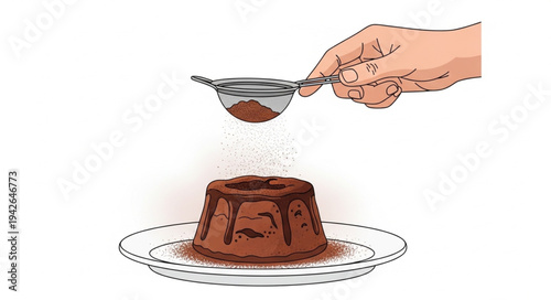 Chocolate Cake Being Decorated with Powder.