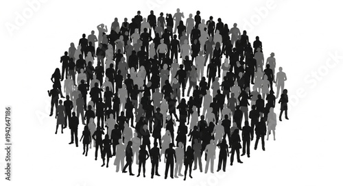 Silhouette Crowd - A Dense Gathering of People in Circular Formation.