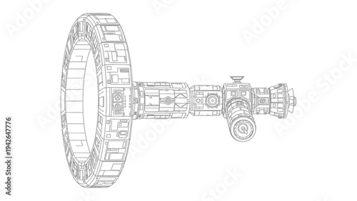 Galactic Ring Station Concept: A futuristic illustration depicts a meticulously detailed ring-shaped space station, hinting at a vision of advanced space exploration and technology. 