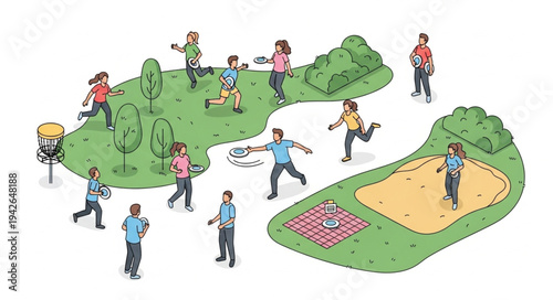 Children Playing in Cartoon Playground.