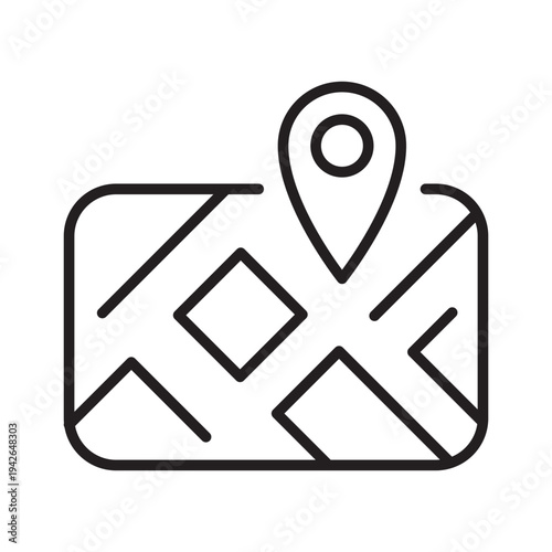 Minimal map location line icon representing navigation, geolocation and mapping services