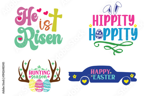 Easter greetings and phrases in colorful  typography  Designs