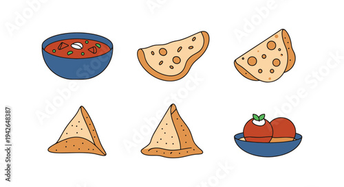 Indian Food Platter Line art clean modern artistic abstract illustration