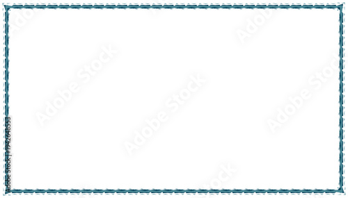 Blue rectangular frame with dashed lines ideal for graphic design on transparent background