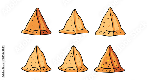 Indian Samosa Line art vector contemporary abstract color