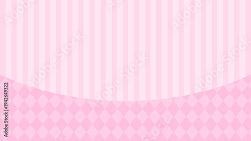 ピンク色のストライプとダイヤ柄のおしゃれな背景、16対9の横長サイズ