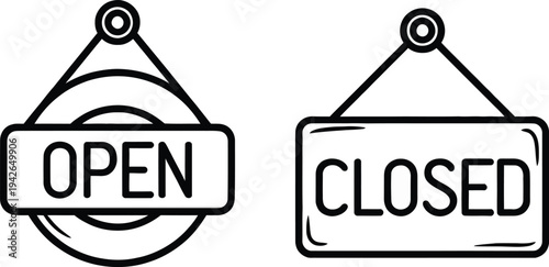 Set of 2 open and closed sign icons vector