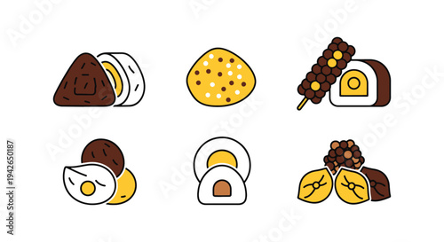 Injeolmi Line art vector set minimal digital abstract color illustration