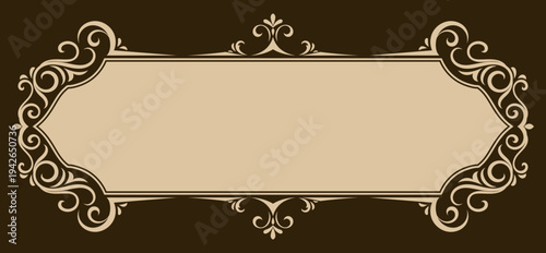 Vintage framed message box, vintage message sign, brown color.