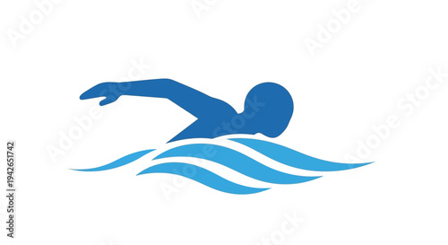 Swimmer in Blue Water.
