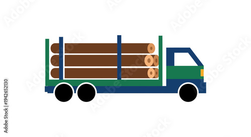 Truck Carrying Wood Logs.