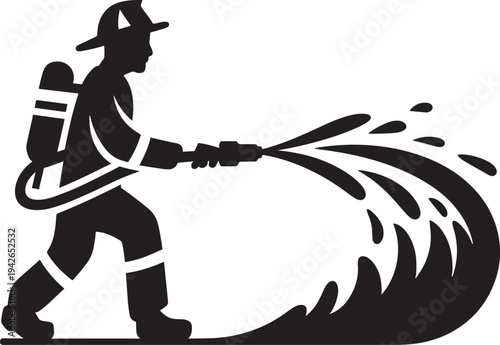 man with a fire extinguisher vector and Illustration