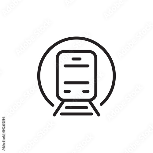 Minimal train line icon representing railway transport, public transportation systems and travel infrastructure.