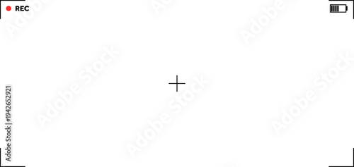 Camera viewfinder interface, video frame. Surveillance screen, record frame doodle. 