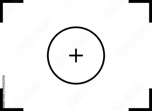 Camera viewfinder interface, video frame. Surveillance screen, record frame doodle. 