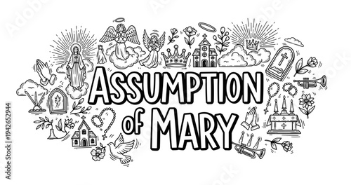 Assumption of mary: religious symbols and traditions illustrated