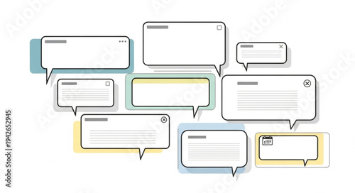 Collection of Speech Bubbles for Communication and Dialogue.