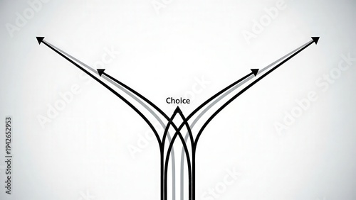 Strategic business decision concept Connected arrows symbolizing intricate interplay of choices