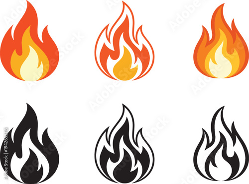 Wallpaper Mural Fire Flame Icons Heat Energy Symbol Vector Collection Torontodigital.ca