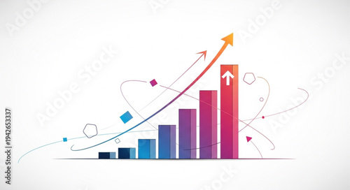 Colorful Bar Graph with Rising Trend.
