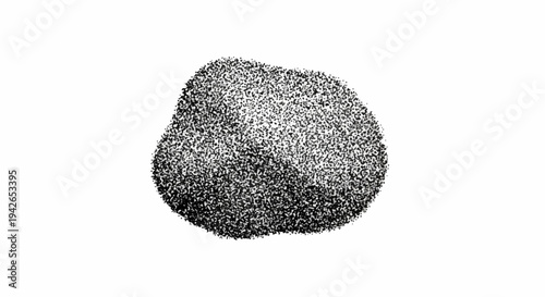 Abstract grayscale stippling texture forming an organic shape on white