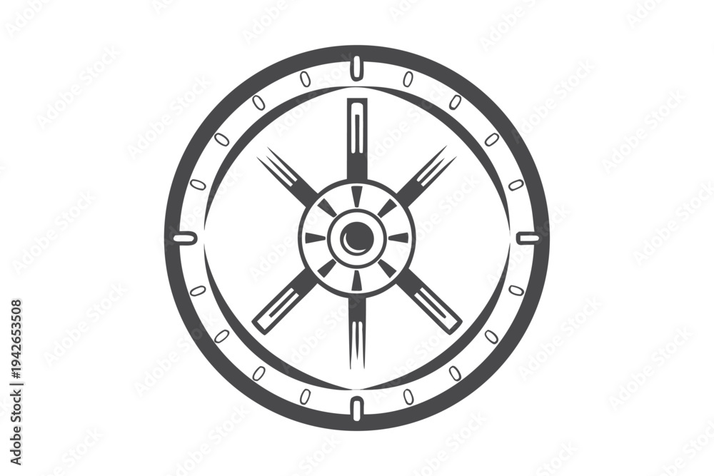 Obraz premium Detailed Ship Wheel Symbol with Zero Marked Outer Ring Isolated Design