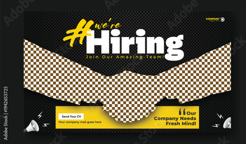 We are hiring job vacancy web banner template for corporate recruitment