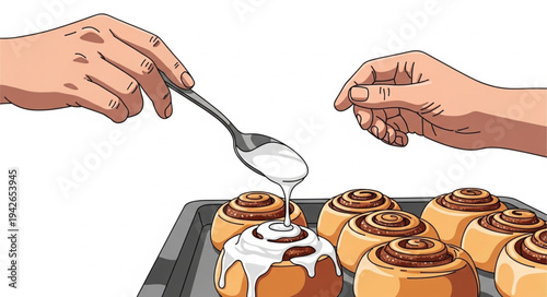 Cinnamon Rolls with White Icing Drizzle.