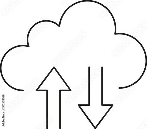 Cloud Upload Download Line Icon – Data Transfer Cloud Storage Vector