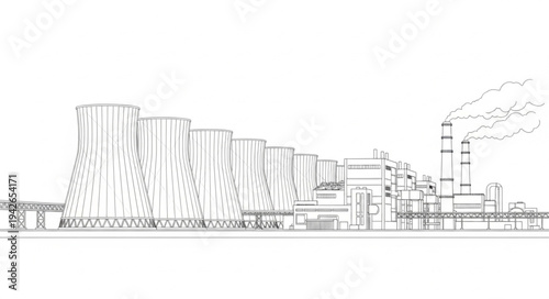 City Skyline Sketch Illustration Drawing.