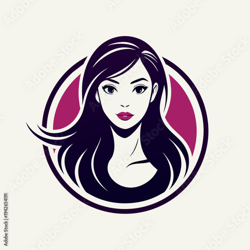Beautiful blonde fashion model with long hair and a glamour makeup style featuring an artistic vector illustration of her smiling face and eyes