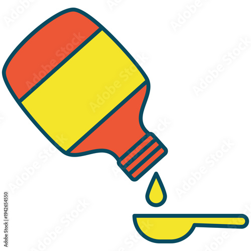 Medicine Bottle Pouring Liquid Into Spoon