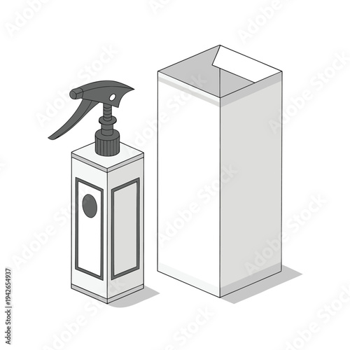 Vector illustration of hand sanitizer bottle and packaging