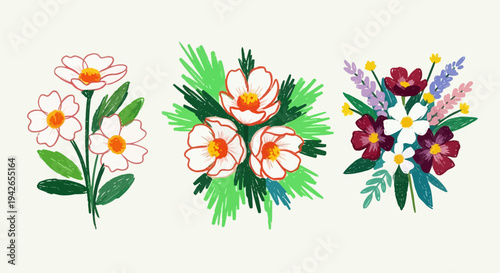 Vibrant Spring Flower Arrangements with Delicate Petals and Lush Green Stems