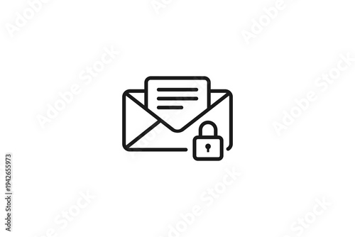 message in block chain email icon with padlock
