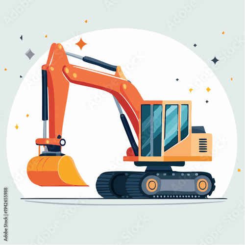 An excavator is operating on a construction site with heavy machinery equipment.