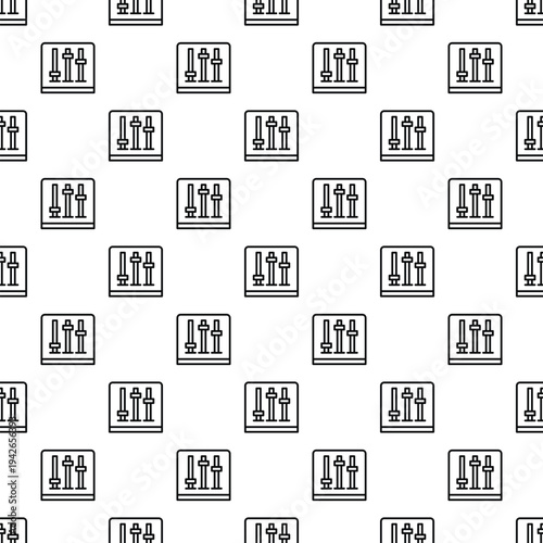 Seamless pattern featuring a grid of audio equalizer faders for sound adjustment