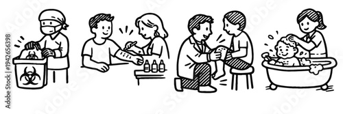 Healthcare professionals engaged in patient care and critical health services