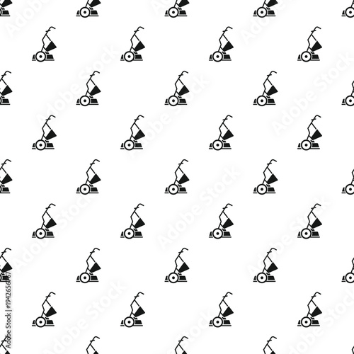 Lawn mowers forming a simple repeating pattern, ideal for backgrounds and textiles