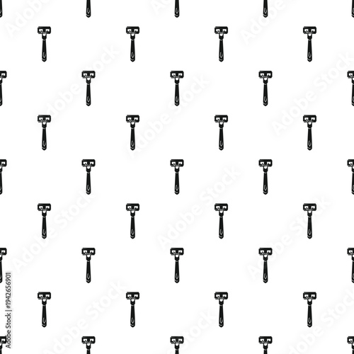 Seamless pattern of black and white disposable razors, representing shaving, grooming, and hygiene