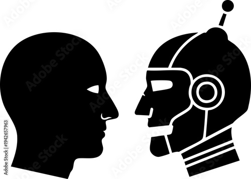 Person and Artificial Intelligence Interface Icon