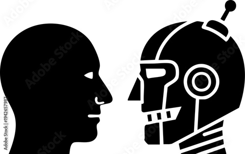 Human and Robot Communication Dialogue Icon
