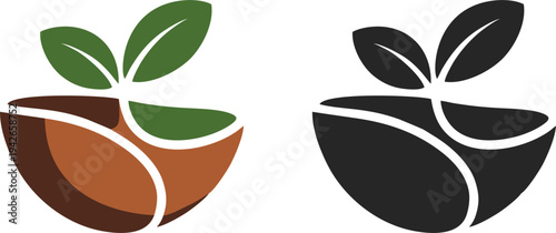 Organic Sprout Plant Growth In Seed Shell Logo Vector