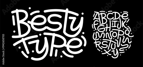 Kid Marker Font Logo Alphabet Kid Fun Letter Set Handwritten Typography, Handdrawn Typographic Design for Notebook Lettering Text, Cool Poster Headline, Doodle LogoType, Pen Fonts. Vector Typeface