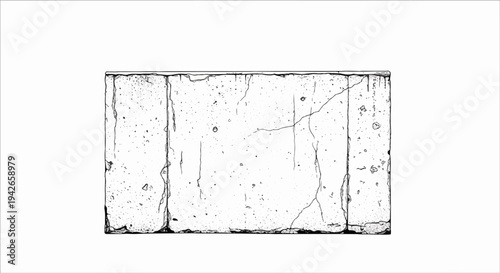 Detailed illustration of a cracked concrete block with a rough texture and small holes